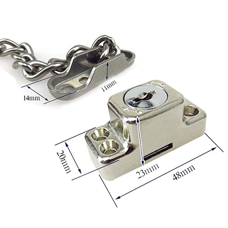 dingchi Stainless Steel Window Chain Lock Guard Door Restrictor Child Safety Security Chain Lock for Flat Open Windows Anti Theft Home Hardware Opening Restrictor Lock with Key - Image 2